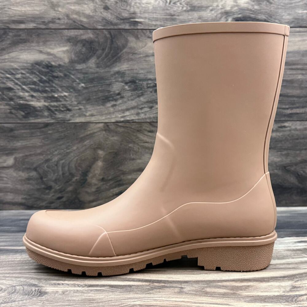 NIB FitFlop 10 Wonderwelly Short Waterproof Rubber Rain Boots Bootie Latte Tan - Picture 8 of 16